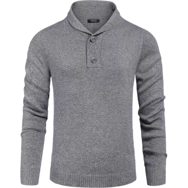 COOFANDY Men's Fashion Shwal Collar Sweater Slim Fit Cable Knit Pullover Sweater with Button