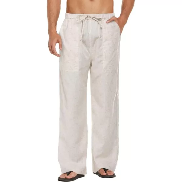 COOFANDY Mens Linen Drawstring Pants Elastic Waist Lightweight Trouser Casual Yoga Summer Beach Pant