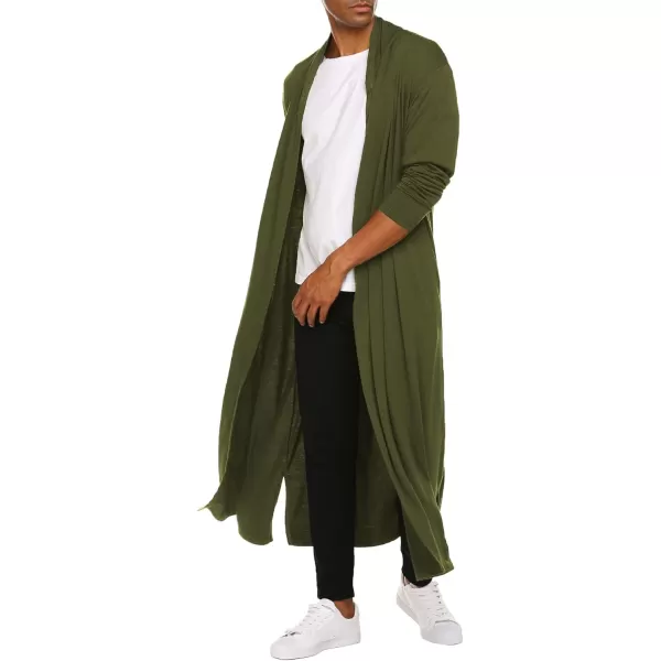 COOFANDY Men's Lightweight Ruffle Shawl Collar Cardigan Open Front Long Length Drape Cape Overcoat