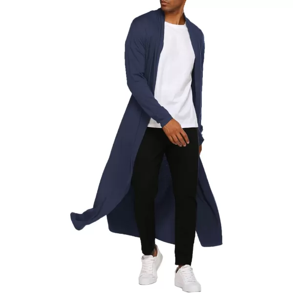 COOFANDY Men's Lightweight Ruffle Shawl Collar Cardigan Open Front Long Length Drape Cape Overcoat