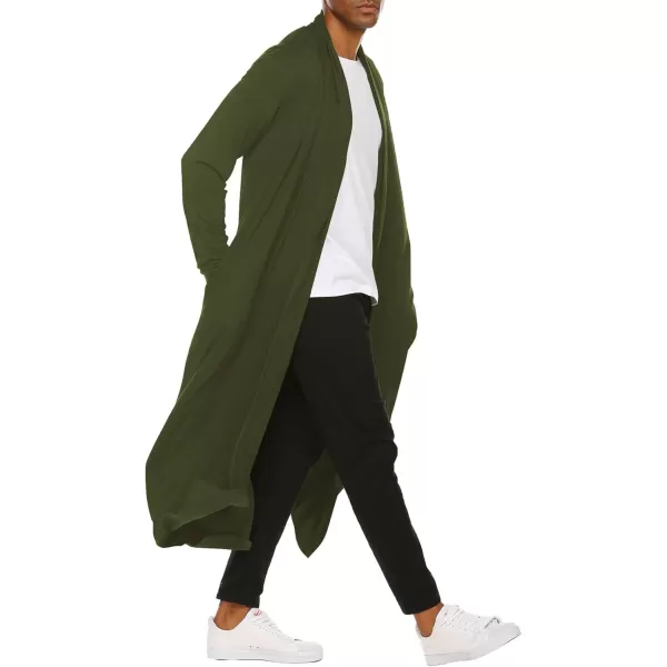 COOFANDY Men's Lightweight Ruffle Shawl Collar Cardigan Open Front Long Length Drape Cape Overcoat