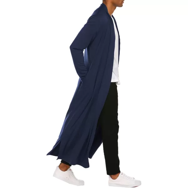 COOFANDY Men's Lightweight Ruffle Shawl Collar Cardigan Open Front Long Length Drape Cape Overcoat