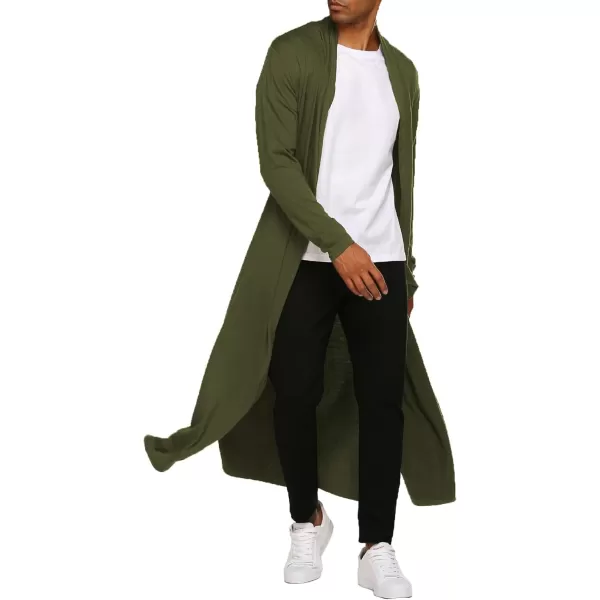 COOFANDY Men's Lightweight Ruffle Shawl Collar Cardigan Open Front Long Length Drape Cape Overcoat