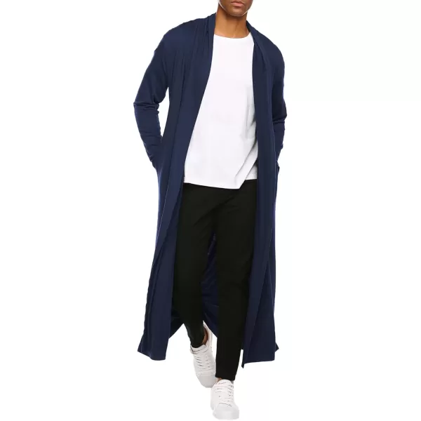 COOFANDY Men's Lightweight Ruffle Shawl Collar Cardigan Open Front Long Length Drape Cape Overcoat