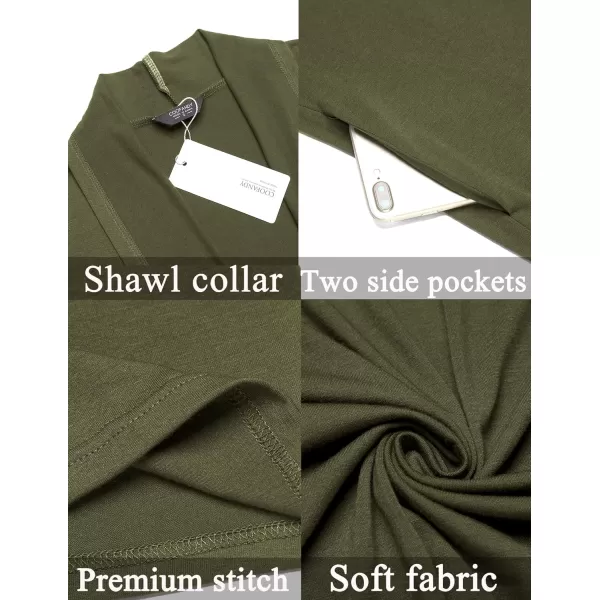 COOFANDY Men's Lightweight Ruffle Shawl Collar Cardigan Open Front Long Length Drape Cape Overcoat