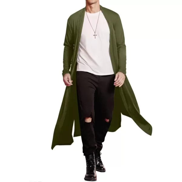 COOFANDY Men's Lightweight Ruffle Shawl Collar Cardigan Open Front Long Length Drape Cape Overcoat