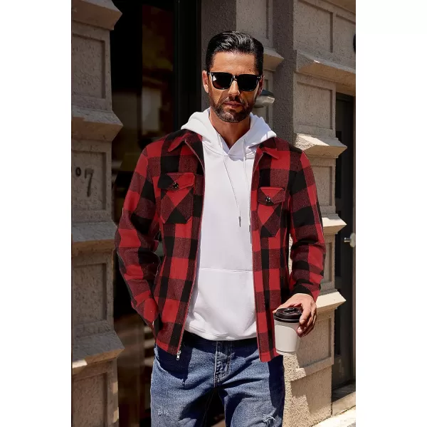 COOFANDY Men Flannel Jackets Full Zip Up Plaid Shirt Shackets Cotton Lightweight Jackets Casual Stylish Fall Jackets 2024
