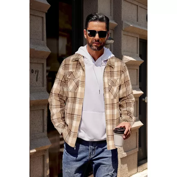 COOFANDY Men Flannel Jackets Full Zip Up Plaid Shirt Shackets Cotton Lightweight Jackets Casual Stylish Fall Jackets 2024