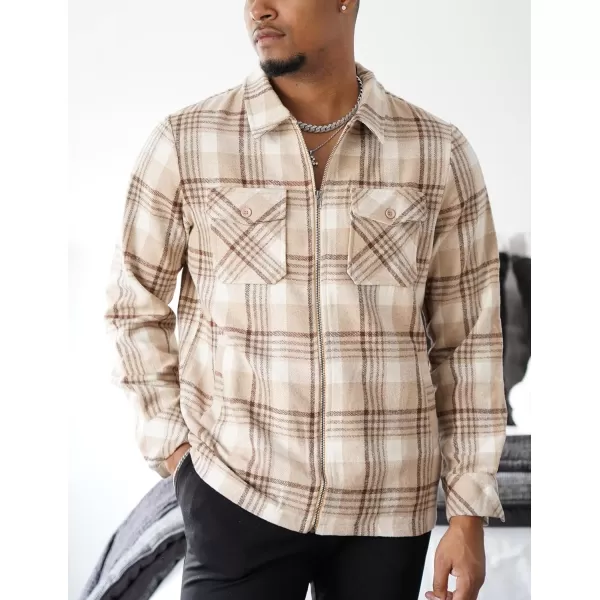 COOFANDY Men Flannel Jackets Full Zip Up Plaid Shirt Shackets Cotton Lightweight Jackets Casual Stylish Fall Jackets 2024