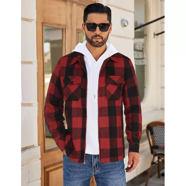 COOFANDY Men Flannel Jackets Full Zip Up Plaid Shirt Shackets Cotton Lightweight Jackets Casual Stylish Fall Jackets 2024