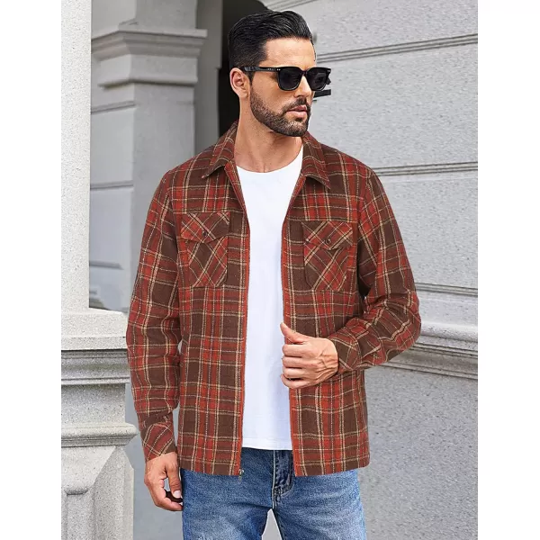 COOFANDY Men Flannel Jackets Full Zip Up Plaid Shirt Shackets Cotton Lightweight Jackets Casual Stylish Fall Jackets 2024