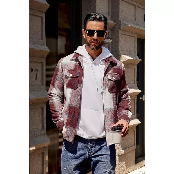 COOFANDY Men Flannel Jackets Full Zip Up Plaid Shirt Shackets Cotton Lightweight Jackets Casual Stylish Fall Jackets 2024