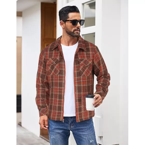 COOFANDY Men Flannel Jackets Full Zip Up Plaid Shirt Shackets Cotton Lightweight Jackets Casual Stylish Fall Jackets 2024