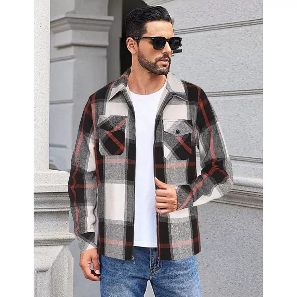 COOFANDY Men Flannel Jackets Full Zip Up Plaid Shirt Shackets Cotton Lightweight Jackets Casual Stylish Fall Jackets 2024