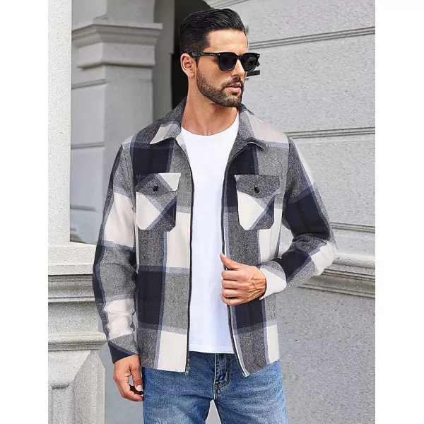 COOFANDY Men Flannel Jackets Full Zip Up Plaid Shirt Shackets Cotton Lightweight Jackets Casual Stylish Fall Jackets 2024