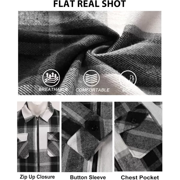 COOFANDY Men Flannel Jackets Full Zip Up Plaid Shirt Shackets Cotton Lightweight Jackets Casual Stylish Fall Jackets 2024
