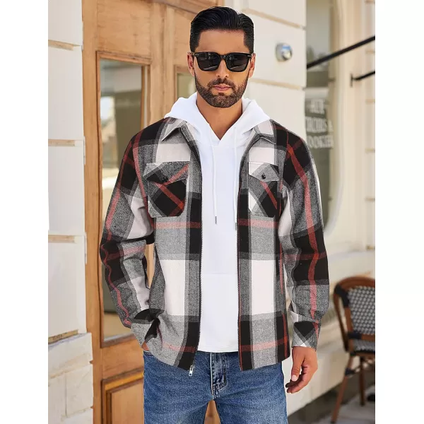 COOFANDY Men Flannel Jackets Full Zip Up Plaid Shirt Shackets Cotton Lightweight Jackets Casual Stylish Fall Jackets 2024