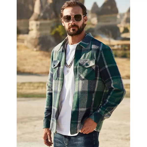 COOFANDY Men Flannel Jackets Full Zip Up Plaid Shirt Shackets Cotton Lightweight Jackets Casual Stylish Fall Jackets 2024