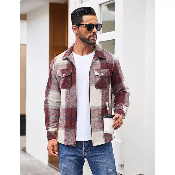 COOFANDY Men Flannel Jackets Full Zip Up Plaid Shirt Shackets Cotton Lightweight Jackets Casual Stylish Fall Jackets 2024