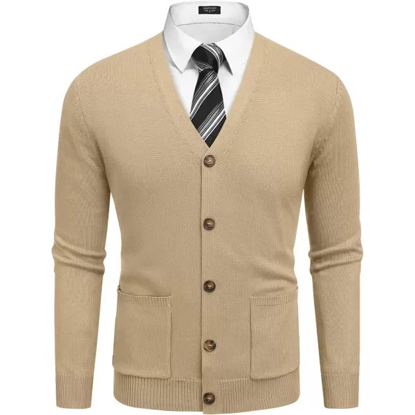 COOFANDY Men's Cardigan Sweater Long Sleeve Casual V Neck Button Down Knitted Sweater with Pockets