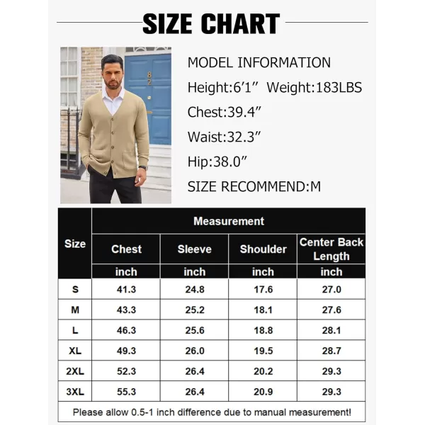 COOFANDY Men's Cardigan Sweater Long Sleeve Casual V Neck Button Down Knitted Sweater with Pockets