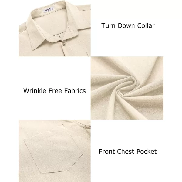 COOFANDY Men's Casual Button Down Shirts Long Sleeve Untucked Shirts Regular Fit Linen Shirt