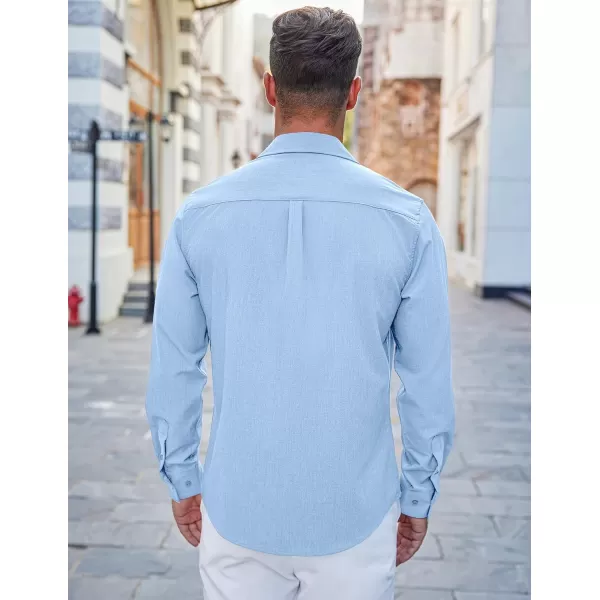 COOFANDY Men's Casual Button Down Shirts Long Sleeve Untucked Shirts Regular Fit Linen Shirt