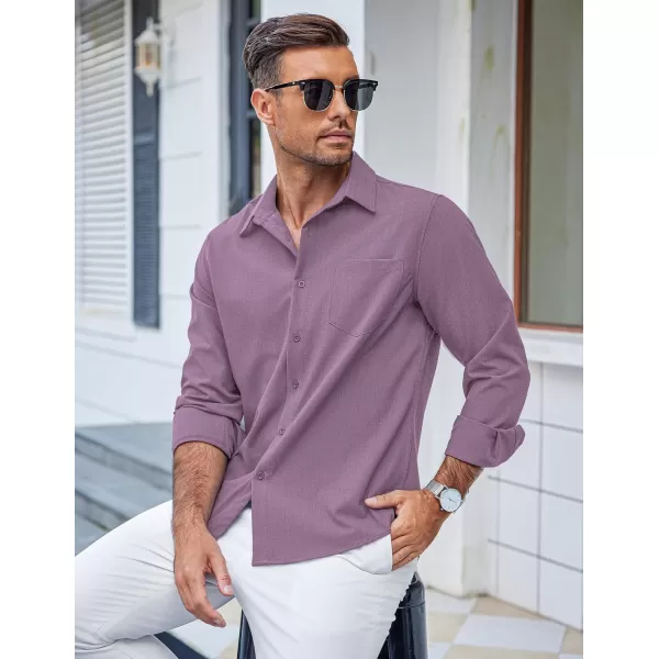 COOFANDY Men's Casual Button Down Shirts Long Sleeve Untucked Shirts Regular Fit Linen Shirt