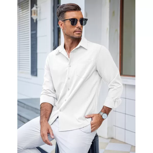 COOFANDY Men's Casual Button Down Shirts Long Sleeve Untucked Shirts Regular Fit Linen Shirt