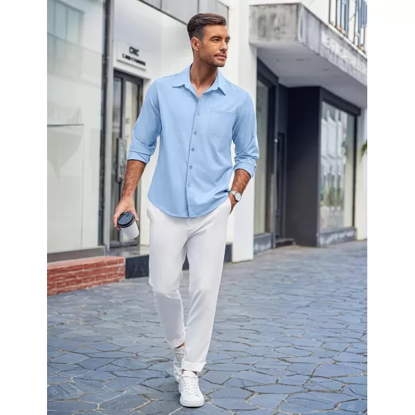 COOFANDY Men's Casual Button Down Shirts Long Sleeve Untucked Shirts Regular Fit Linen Shirt