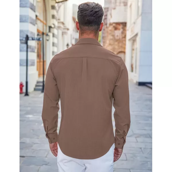 COOFANDY Men's Casual Button Down Shirts Long Sleeve Untucked Shirts Regular Fit Linen Shirt