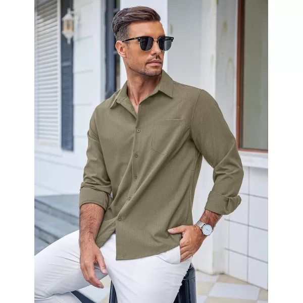 COOFANDY Men's Casual Button Down Shirts Long Sleeve Untucked Shirts Regular Fit Linen Shirt