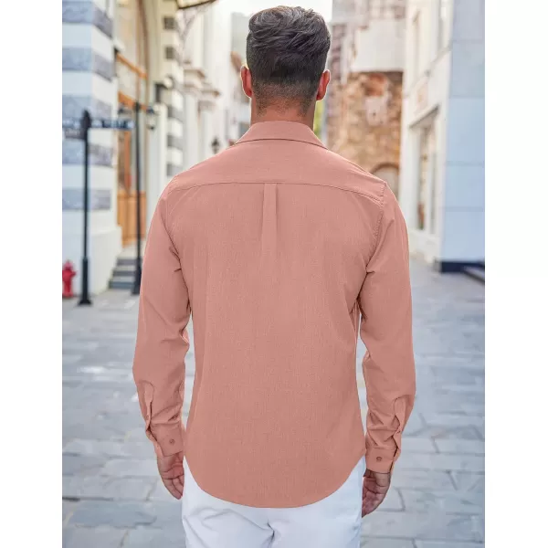 COOFANDY Men's Casual Button Down Shirts Long Sleeve Untucked Shirts Regular Fit Linen Shirt
