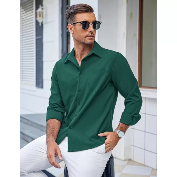 COOFANDY Men's Casual Button Down Shirts Long Sleeve Untucked Shirts Regular Fit Linen Shirt