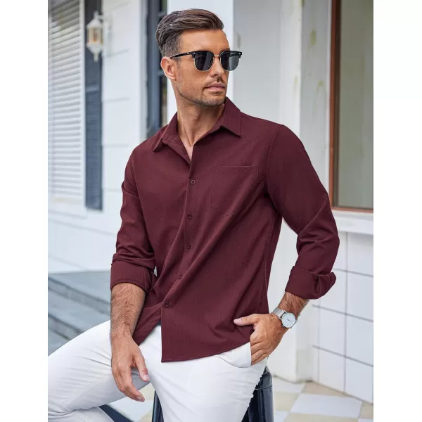 COOFANDY Men's Casual Button Down Shirts Long Sleeve Untucked Shirts Regular Fit Linen Shirt