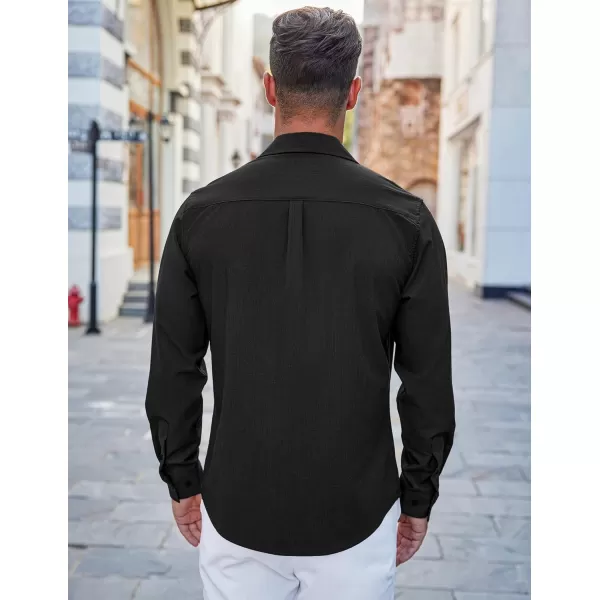 COOFANDY Men's Casual Button Down Shirts Long Sleeve Untucked Shirts Regular Fit Linen Shirt