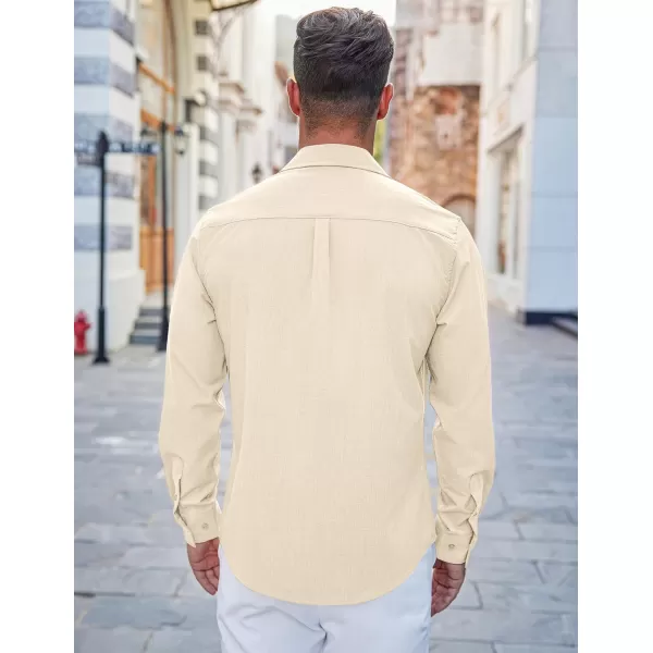 COOFANDY Men's Casual Button Down Shirts Long Sleeve Untucked Shirts Regular Fit Linen Shirt