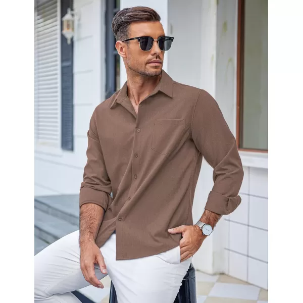 COOFANDY Men's Casual Button Down Shirts Long Sleeve Untucked Shirts Regular Fit Linen Shirt
