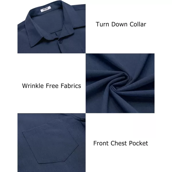 COOFANDY Men's Casual Button Down Shirts Long Sleeve Untucked Shirts Regular Fit Linen Shirt
