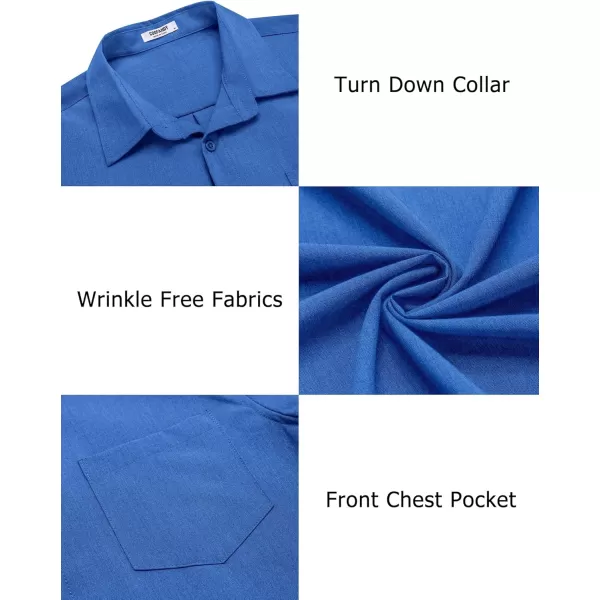 COOFANDY Men's Casual Button Down Shirts Long Sleeve Untucked Shirts Regular Fit Linen Shirt