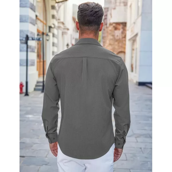 COOFANDY Men's Casual Button Down Shirts Long Sleeve Untucked Shirts Regular Fit Linen Shirt