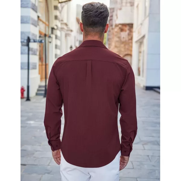 COOFANDY Men's Casual Button Down Shirts Long Sleeve Untucked Shirts Regular Fit Linen Shirt