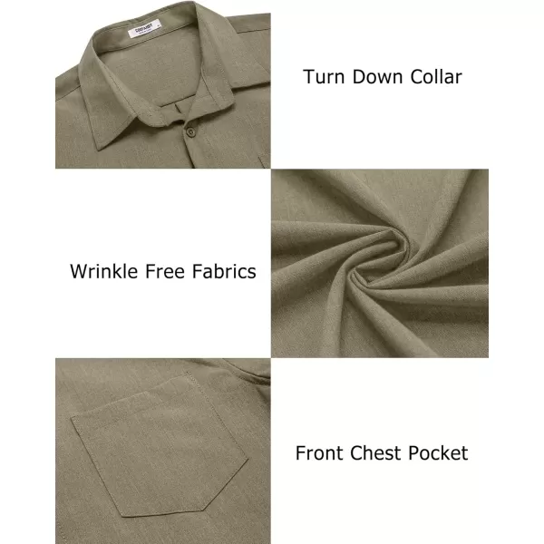 COOFANDY Men's Casual Button Down Shirts Long Sleeve Untucked Shirts Regular Fit Linen Shirt