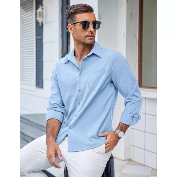 COOFANDY Men's Casual Button Down Shirts Long Sleeve Untucked Shirts Regular Fit Linen Shirt