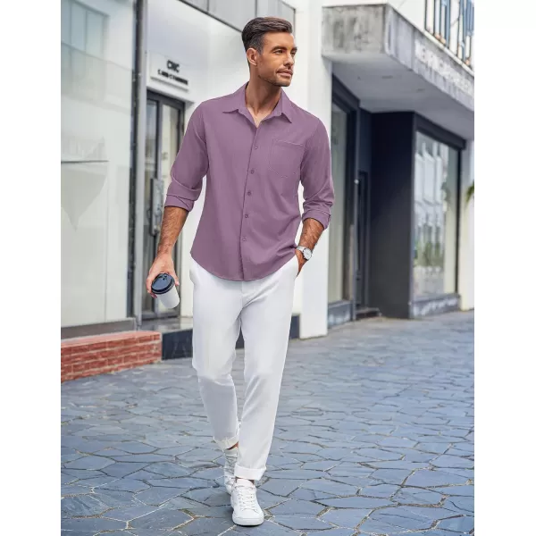COOFANDY Men's Casual Button Down Shirts Long Sleeve Untucked Shirts Regular Fit Linen Shirt
