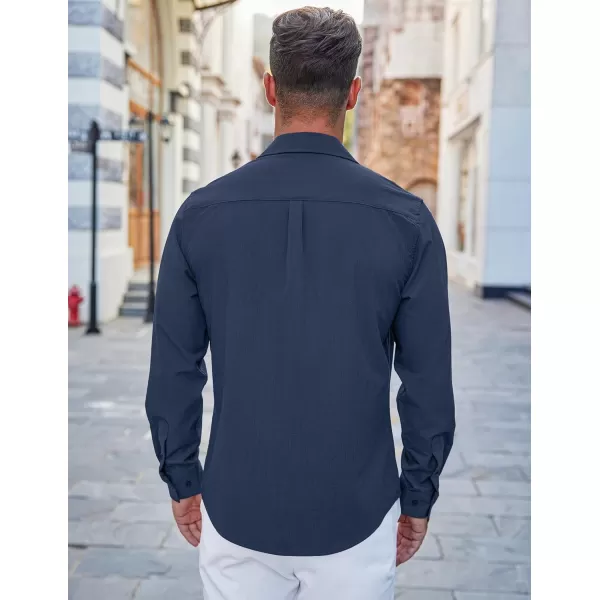 COOFANDY Men's Casual Button Down Shirts Long Sleeve Untucked Shirts Regular Fit Linen Shirt