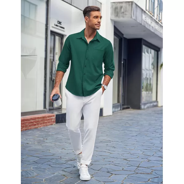 COOFANDY Men's Casual Button Down Shirts Long Sleeve Untucked Shirts Regular Fit Linen Shirt