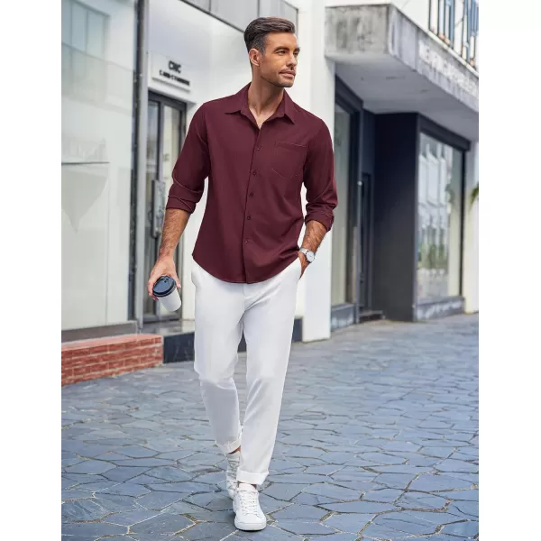 COOFANDY Men's Casual Button Down Shirts Long Sleeve Untucked Shirts Regular Fit Linen Shirt
