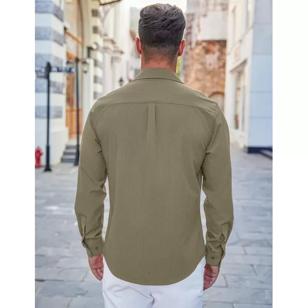 COOFANDY Men's Casual Button Down Shirts Long Sleeve Untucked Shirts Regular Fit Linen Shirt
