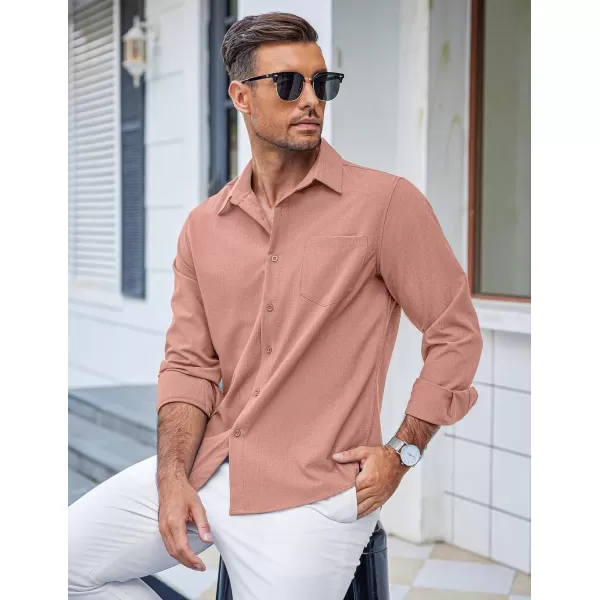 COOFANDY Men's Casual Button Down Shirts Long Sleeve Untucked Shirts Regular Fit Linen Shirt